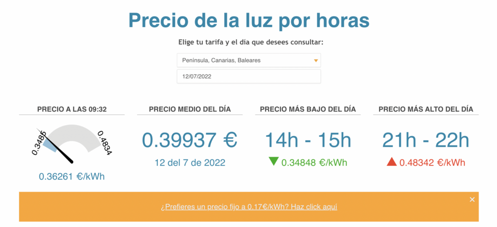 costo luz en españa