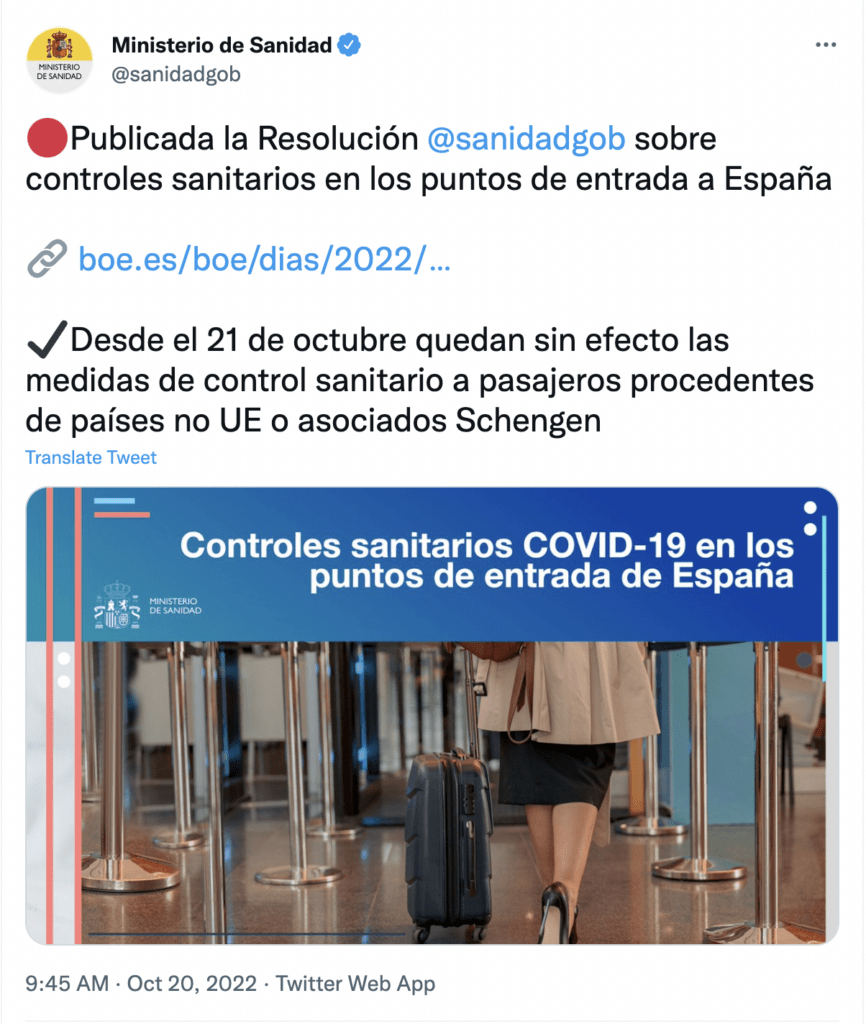 requisitos sanitarios para viajar a españa