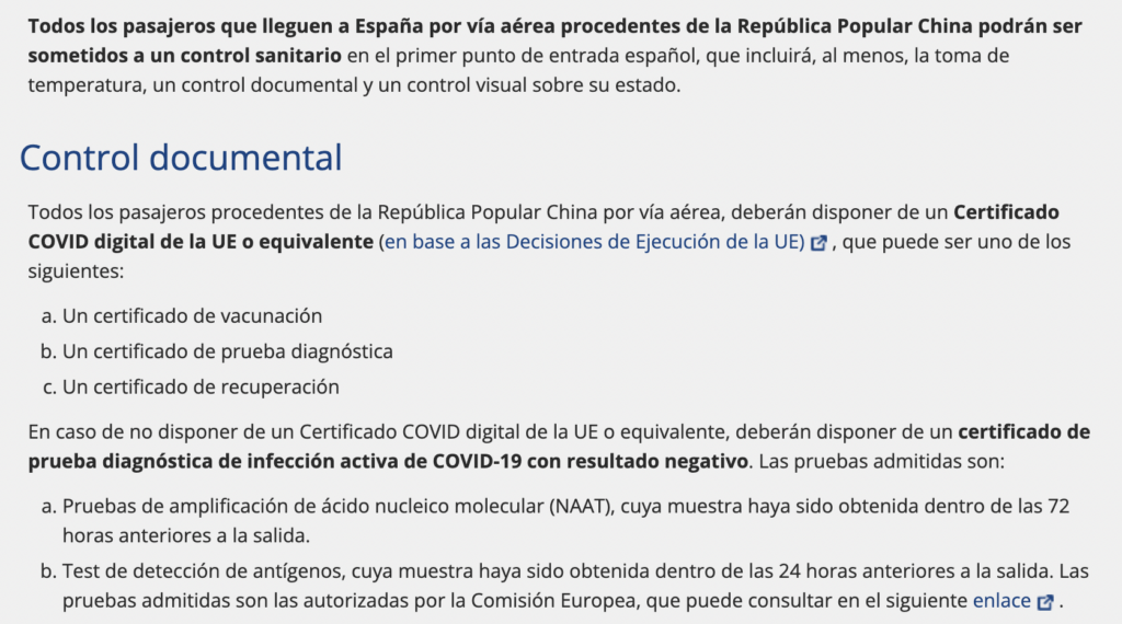 restricciones viajar a españa