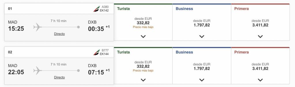 diferencias entre primera clase y business 